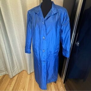 Vintage Electric Blue Oversized Lined‎ Trench Coat Chiango by Fleet Street sz 12